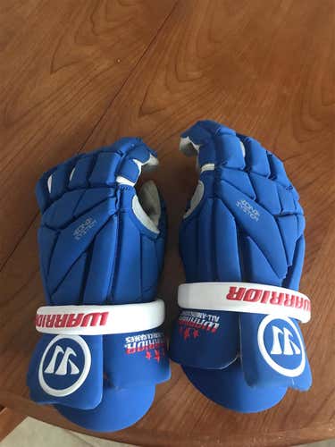 Blue Used Player's Warrior Evo 13" Lacrosse Gloves