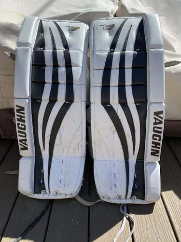 White New Intermediate 30" Vaughn Velocity V7 Goalie Leg Pads
