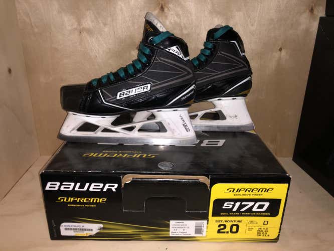 Junior Used Bauer Supreme S170 Goalie Skates Regular Width Size 2