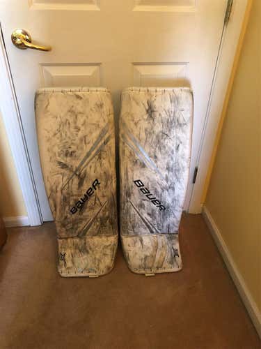 White Used 35" Bauer Vapor 2X Pro Goalie Leg Pads