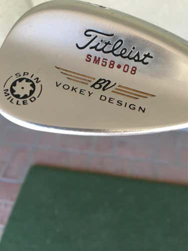 Used Right Handed Bob Vokey Spin Milled Tour Chrome Wedge Flex Steel Shaft Wedge