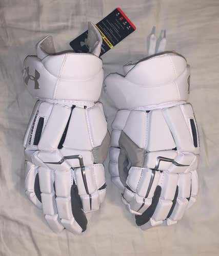 White New Player's Under Armour Command Pro 3 13" Lacrosse Gloves