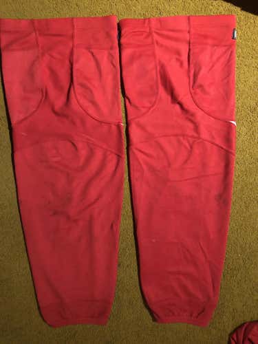 Red Senior Used XL Reebok Socks Pro Stock Calgary Flames Practice