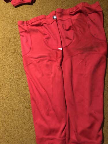 Red Used Senior Large Reebok Socks Pro Stock Calgary Flames Practice