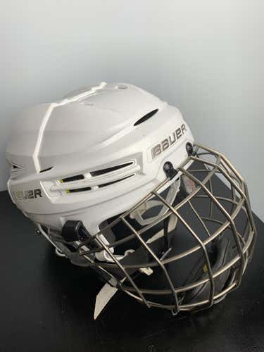Used Small Bauer Re-Akt 100 Helmet White with XS Cage