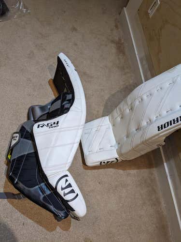 White Used 33"  +1.5 Warrior Ritual G4 pro Goalie Leg Pads