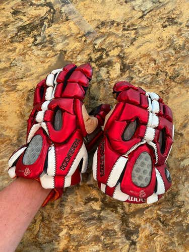 Red Used Player's Maverik Rome 13" Lacrosse Gloves