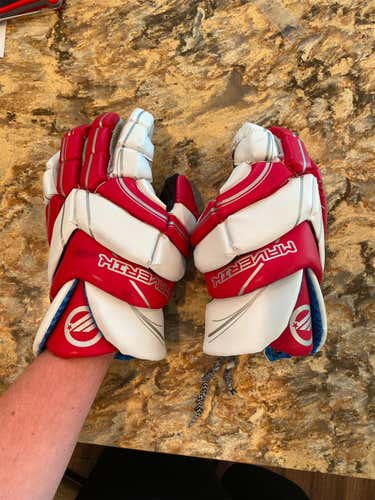 Red Used Player's Maverik Zoom 13" Lacrosse Gloves