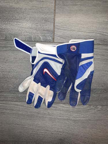Blue & White Used XL Nike Batting Gloves
