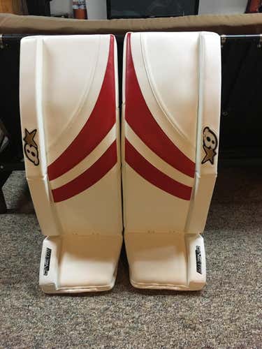 White/Red Used Senior 35+1" Brian's GNETiK Pure Goalie Leg Pads