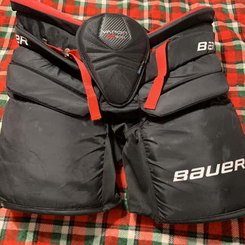 Black Used Large Bauer Vapor X900 Pro Stock Hockey Goalie Pants