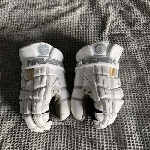 White New Goalie Maverik M4 Lacrosse Gloves