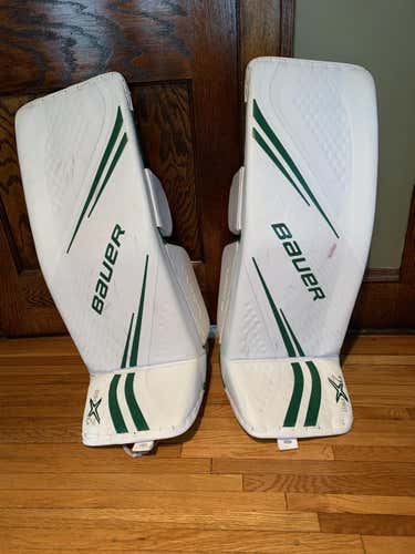 White Used Senior 35" Bauer Vapor 2X Pro Goalie Leg Pads Pro Stock