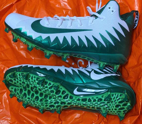 NIKE ALPHA MENACE PRO MID (US Size 11.5) Men's Football Green/ White Cleats - NEW