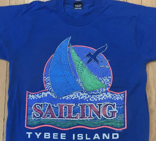 Tybee Island Sailing T Shirt Adult L Ocean Georgia Vintage 90s 3D Print USA Rare