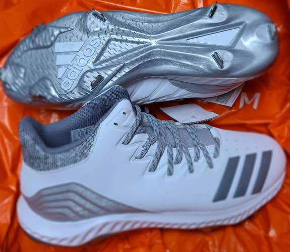 ADIDAS Men's (US Size 11.5) Icon Bounce Metal Baseball Cleat White/Silver CG5252