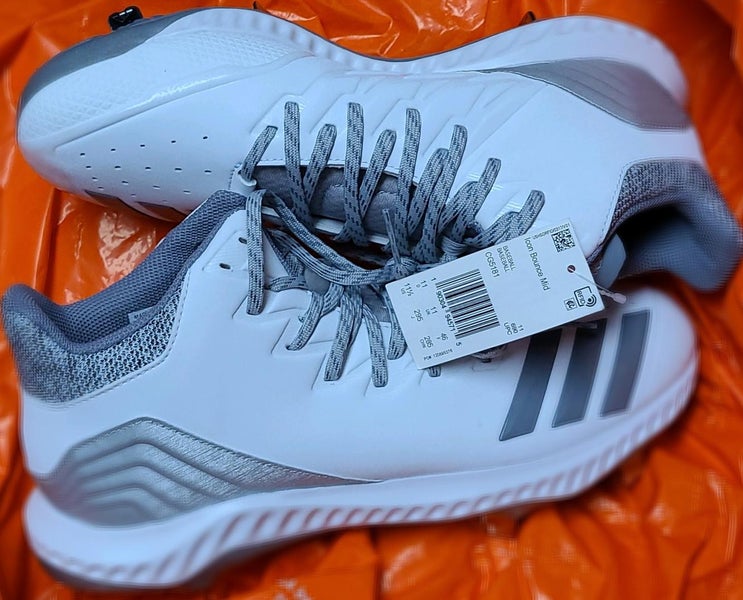 ADIDAS Men's (US Size 11) Icon Bounce Metal Baseball Cleat White/Silver CG5252