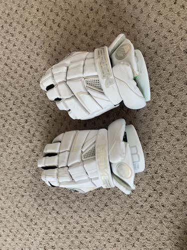 White Used Player's Maverik M4 13" Lacrosse Gloves
