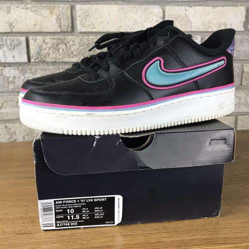 NIKE AIR FORCE 1 O7' LV8 NBA SPORT MIAMI Heat Black AJ7748-002 SZ 10 AUTHENTIC