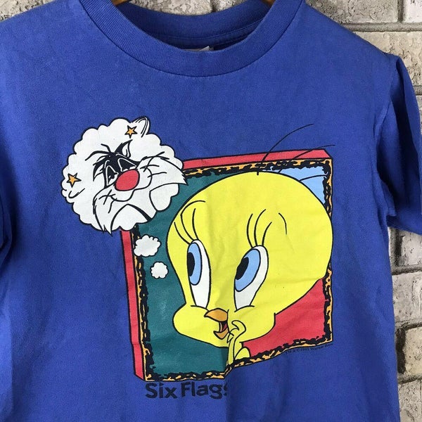 Vintage 90s Tweetie Bird Six Flags Kids Youth Large 14-16 Cotton T