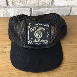 Vintage JACK DANIELS Trucker Hat Made In USA All Mesh Logo Patch Field Tester
