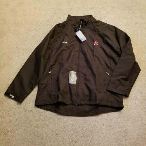 Wisconsin Badgers NCAA College Reebok Hockey  Jacket Size Men’s Adult Sz XL Blac