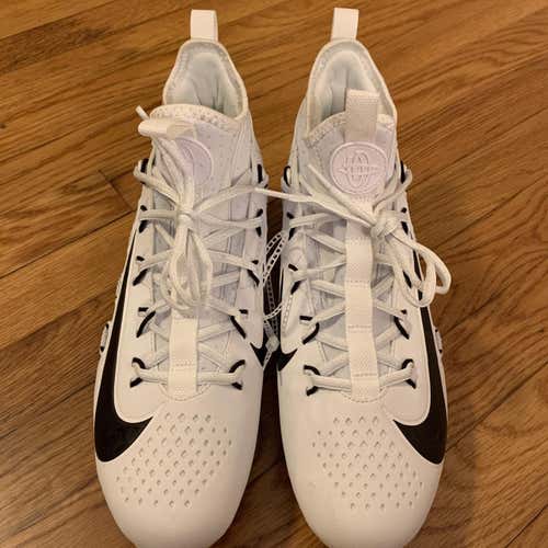 Nike Huarache 6 Elite "White/Volt" Men's Lacrosse Cleat Size 10