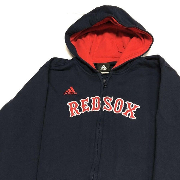 Boston Red Sox Hoodie Sweatshirt Youth Boys L Blue Zip Up Adidas Sport MLB
