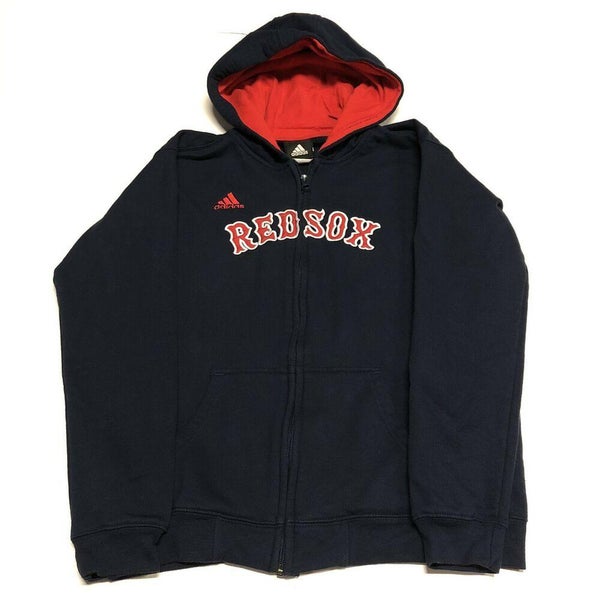 Boston Red Sox Hoodie Sweatshirt Youth Boys L Blue Zip Up Adidas