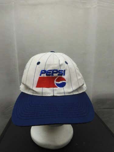Vintage San Sun Pepsi Pinstripe Embroidered Hat White