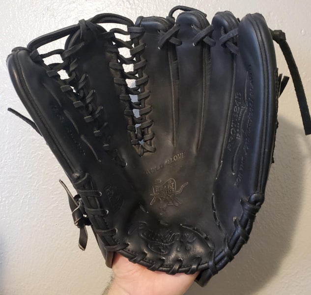 Black Used Rawlings Right Handed Outfield Heart of the Hide Baseball Glove 12.75"
