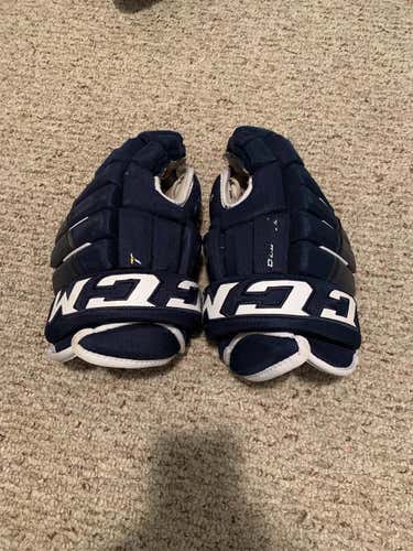 Blue Used CCM Tacks 4 Roll Pro 14" Gloves