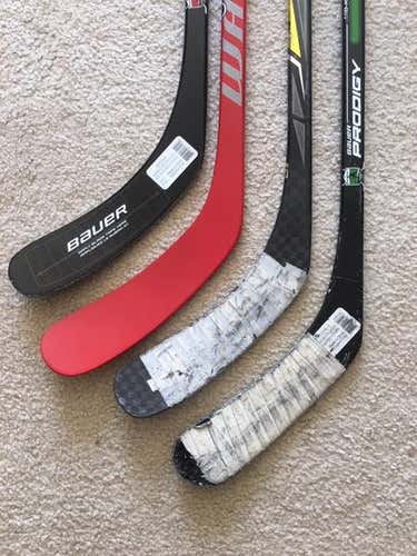4-PACK (1 JUNIOR / 3 YOUTH) 2 used / 2 new Bauer/Warrior - GREAT DEAL!
