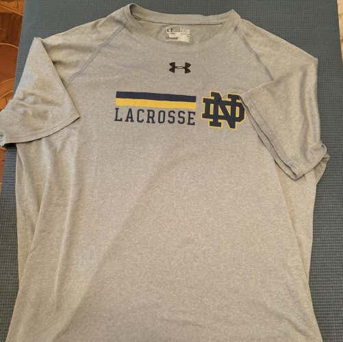 Bundled Notre Dame Team Issued Gray T-Shirt (#28) and Maverik Showtime Blue All-Star Game Jersey