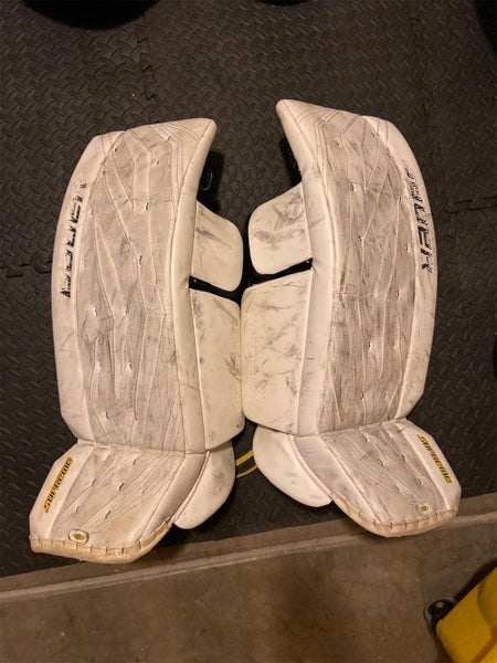 White Used 34" Bauer Supreme TotalOne Goalie Leg Pads