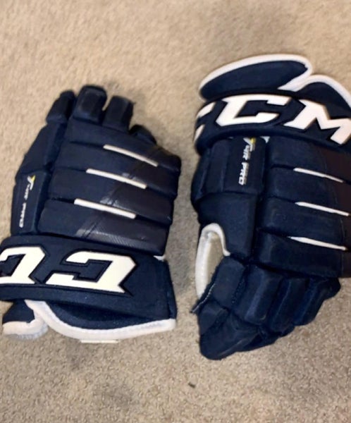 Blue Used CCM Tacks 4 Roll Pro 15" Pro Stock Gloves