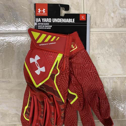 NEW RED XL UNDER ARMOUR YARD BATTING GLOVES