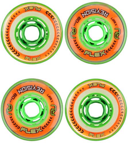 Revision FLEX Wheels Inline Roller Hockey (Hi-Lo 8-Pack) ORANGE X Soft 9504