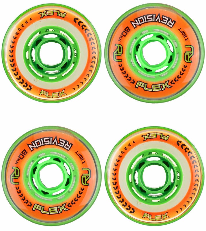 Revision FLEX Wheels Inline Roller Hockey (4-Pack) ORANGE X Soft 9504