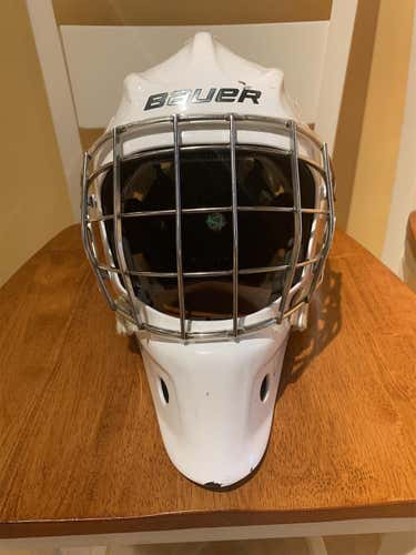 White Used Bauer NME VTX Goalie Mask - Open To Negotiation