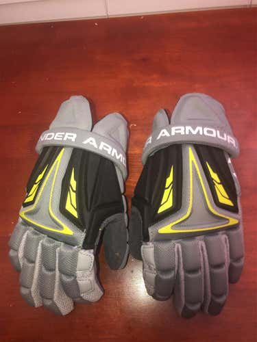 Gray Used Player's Under Armour NexGen 13" Lacrosse Gloves