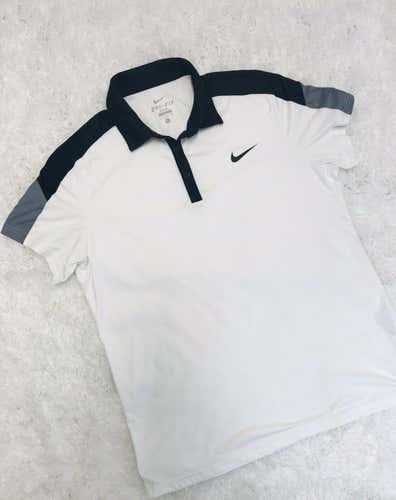 NIKE TEAM COURT POLO 644788-100 WHITE Mens Golf Sz L