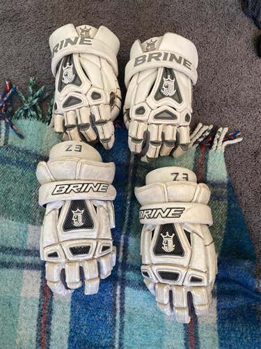 White Used Brine King IV 13" Lacrosse Gloves