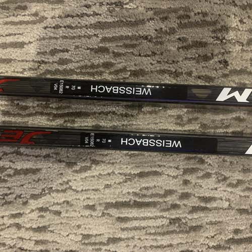 2 Pack-WEISSBACH CCM JetSpeed Pro FT2 Pro NCAA Pro Stock 70 Flex Lefty (qty 2 Available)