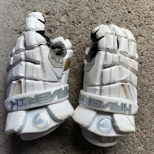 White Used Player's Maverik M4 13" Lacrosse Gloves