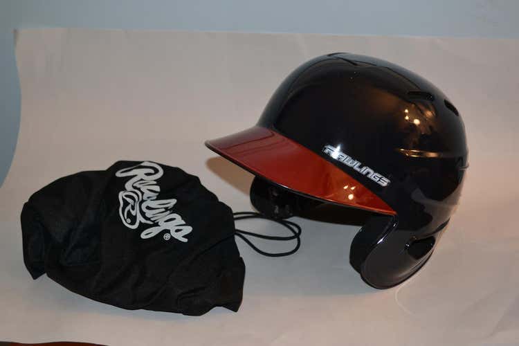 NEW Rawlings S100 Dark Blue w/ Red brim batting helmet w/carry bag     7 1/8