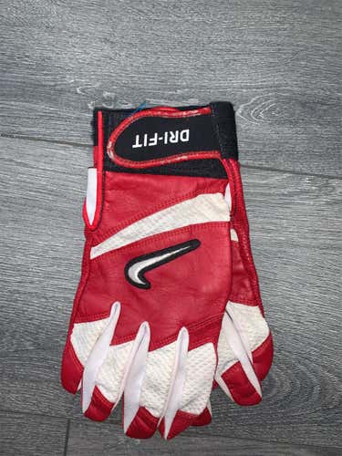 Red & White Used XL Nike Dri-Fit Batting Gloves