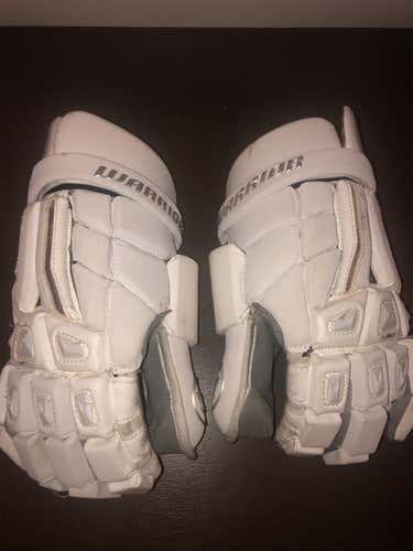 White Used Goalie Warrior Nemesis Pro  Lacrosse Gloves