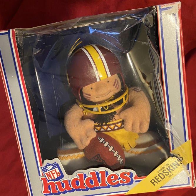 Vintage Washington Redskins NFL Huddle Mascot 7 Inch, Tudor Games - with Box RARE!