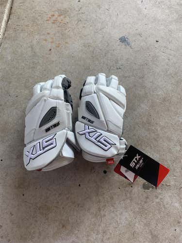 White New Player's STX Stallion 500 13" Lacrosse Gloves